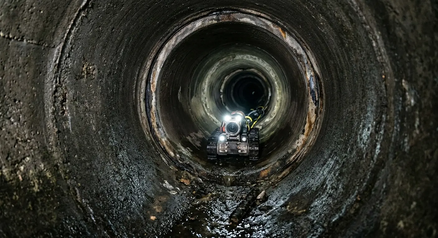 Robotic sewer camera inspecting pipe interior for Drain Snake Service in Madras